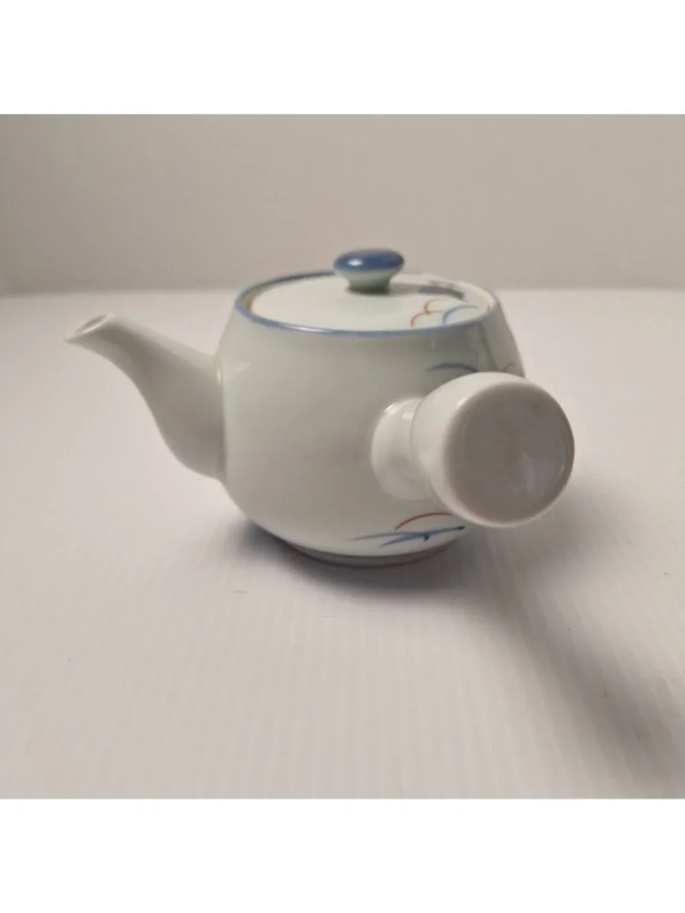 VINTAGE JAPANESE KYUSU MID CENTURY MODERN PORCELAIN TEAPOT SIDE HANDLE FLORAL